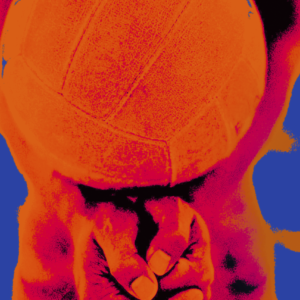 Ball fest in einer Hand gehalten, Duotone-Stil in Orange und Magenta, Sinnbild für SKOLL-SPEZIAL